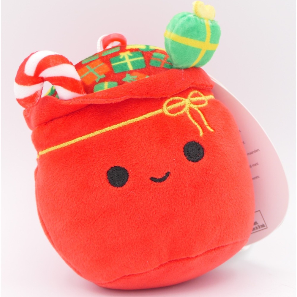 Original Squishmallows Lowell‎ The Santa Toy Bag 3.5" Clip-On Plush 2025 Holiday